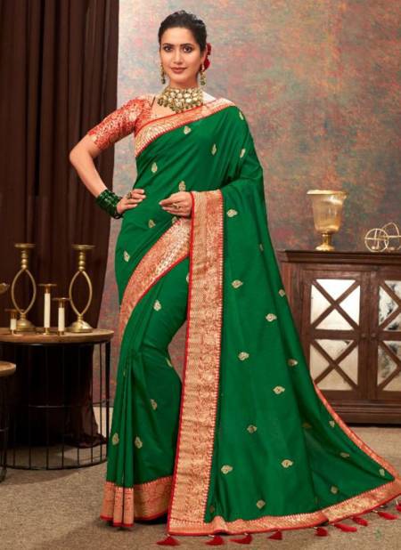 Green Colour KAVIRA DIVYANKA Designer Fancy Festive Wear Soft Silk Latest Saree Collection 4101